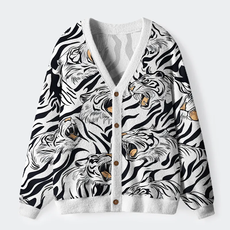 Tokyo-Tiger Roaring Tiger Ugly Cardigan Sweater