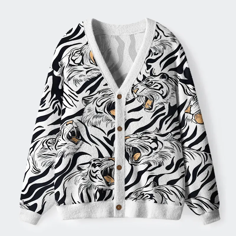 Tokyo-Tiger Roaring Tiger Ugly Cardigan Sweater