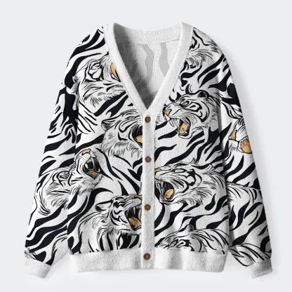 Tokyo-Tiger Roaring Tiger Ugly Cardigan Sweater