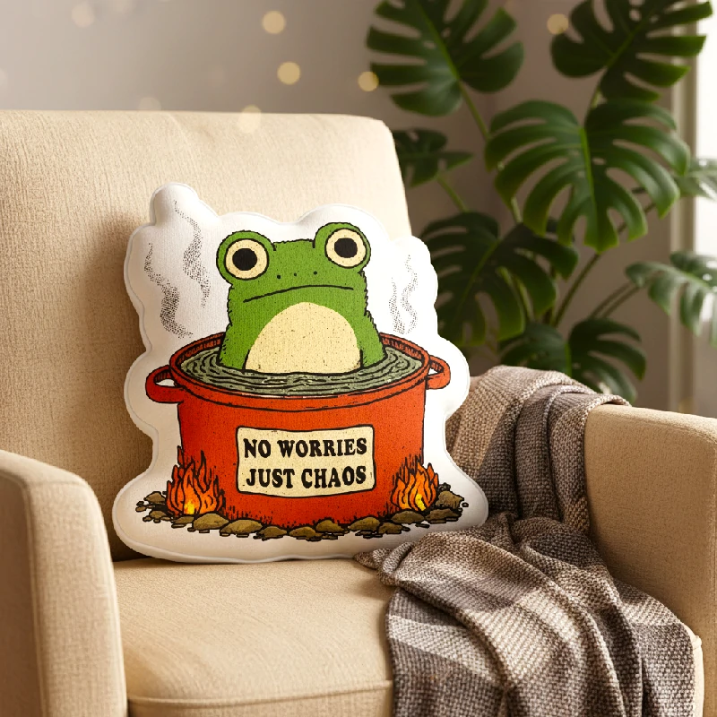 Tokyo-Tiger Frog：No Worries，Just Chaos Shaped Throw Pillow