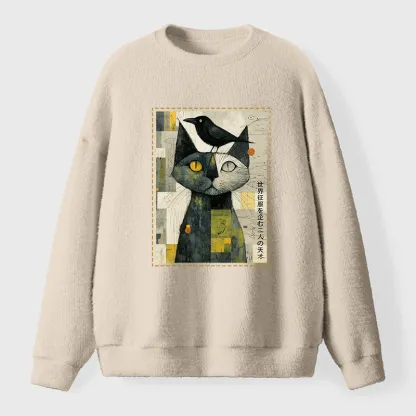 Tokyo-Tiger The Cat And The Crow Are Planning To Rule The World Fuzzy Sweatshirt