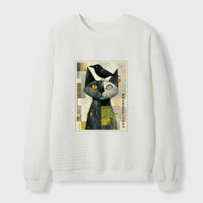 Tokyo-Tiger The Cat And The Crow Are Planning To Rule The World Waffle Sweatshirt