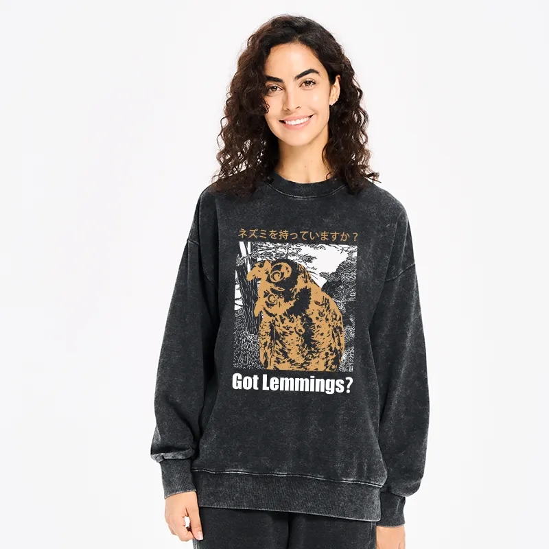 Tokyo-Tiger Do You Have Lemmings Japanese Washed Sweatshirt