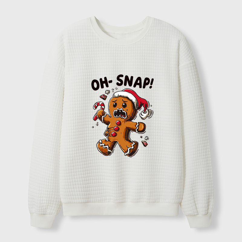 Tokyo-Tiger Oh Snap The Gingerbread Man's Christmas Chaos Waffle Sweatshirt