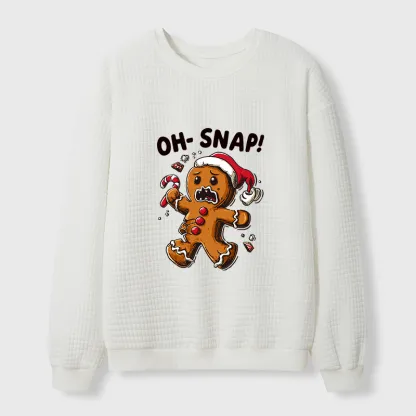 Tokyo-Tiger Oh Snap The Gingerbread Man's Christmas Chaos Waffle Sweatshirt