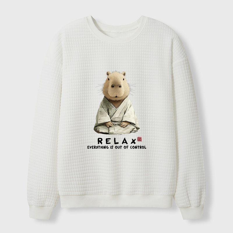 Tokyo-Tiger Zen Capybara：Relax, it's all chaos Waffle Sweatshirt
