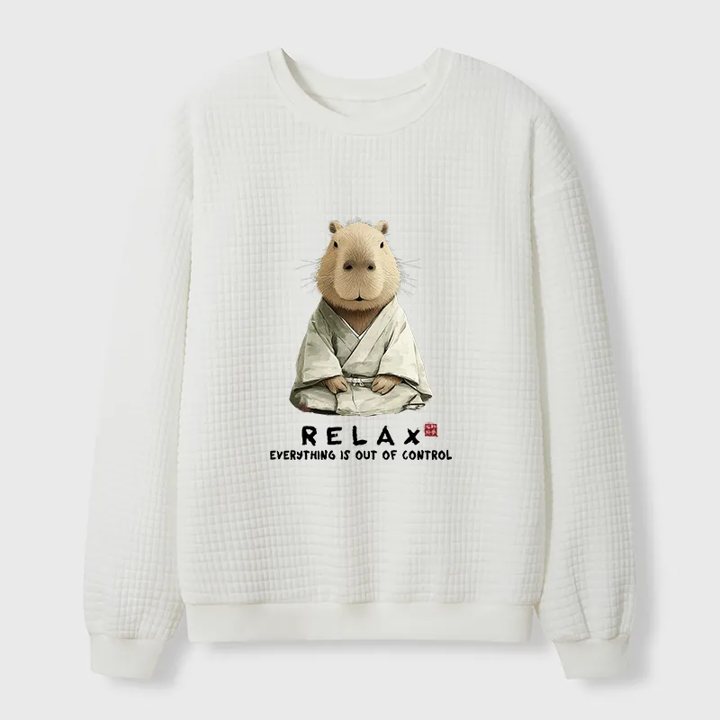 Tokyo-Tiger Zen Capybara：Relax, it's all chaos Waffle Sweatshirt