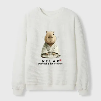 Tokyo-Tiger Zen Capybara：Relax, it's all chaos Waffle Sweatshirt