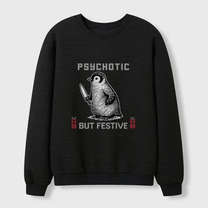 Tokyo-Tiger Overstimulated but Festive Christmas Waffle Sweatshirt