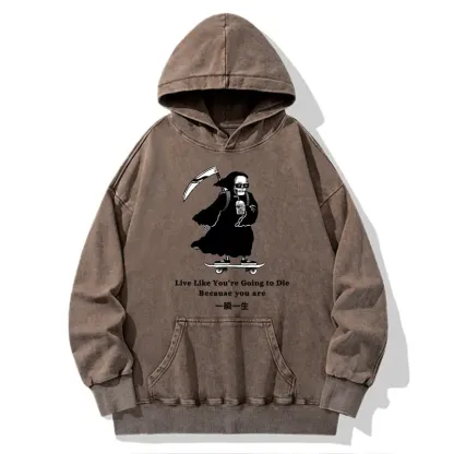 Tokyo-Tiger Death Skateboard Washed Hoodie