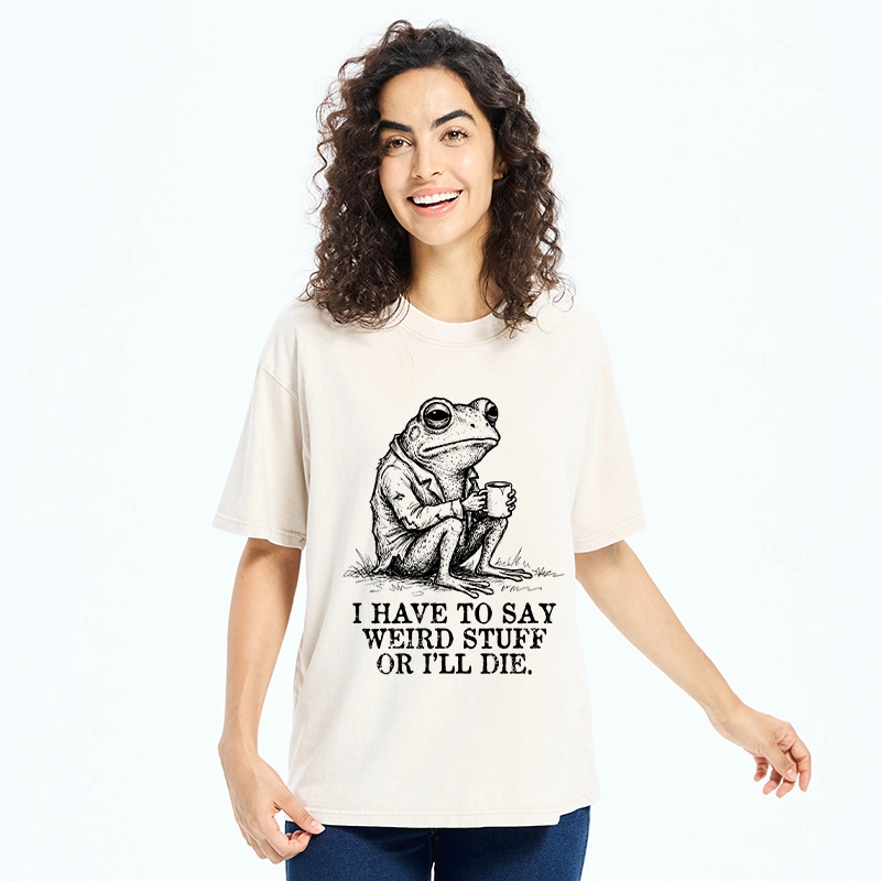 Tokyo-Tiger Frog In Suit Drinking Coffee Washed T-Shirt