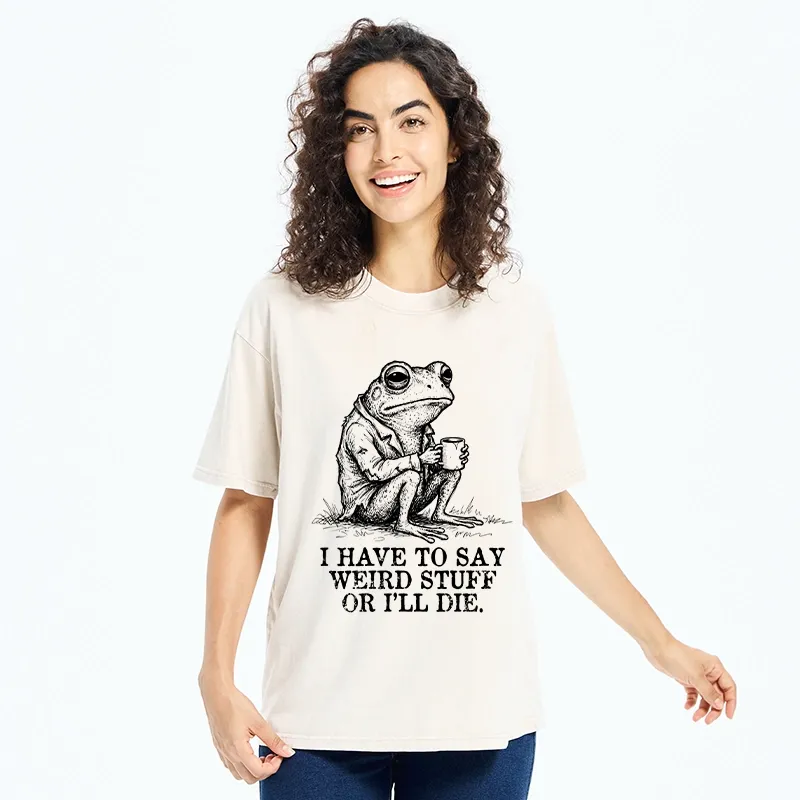 Tokyo-Tiger Frog In Suit Drinking Coffee Washed T-Shirt