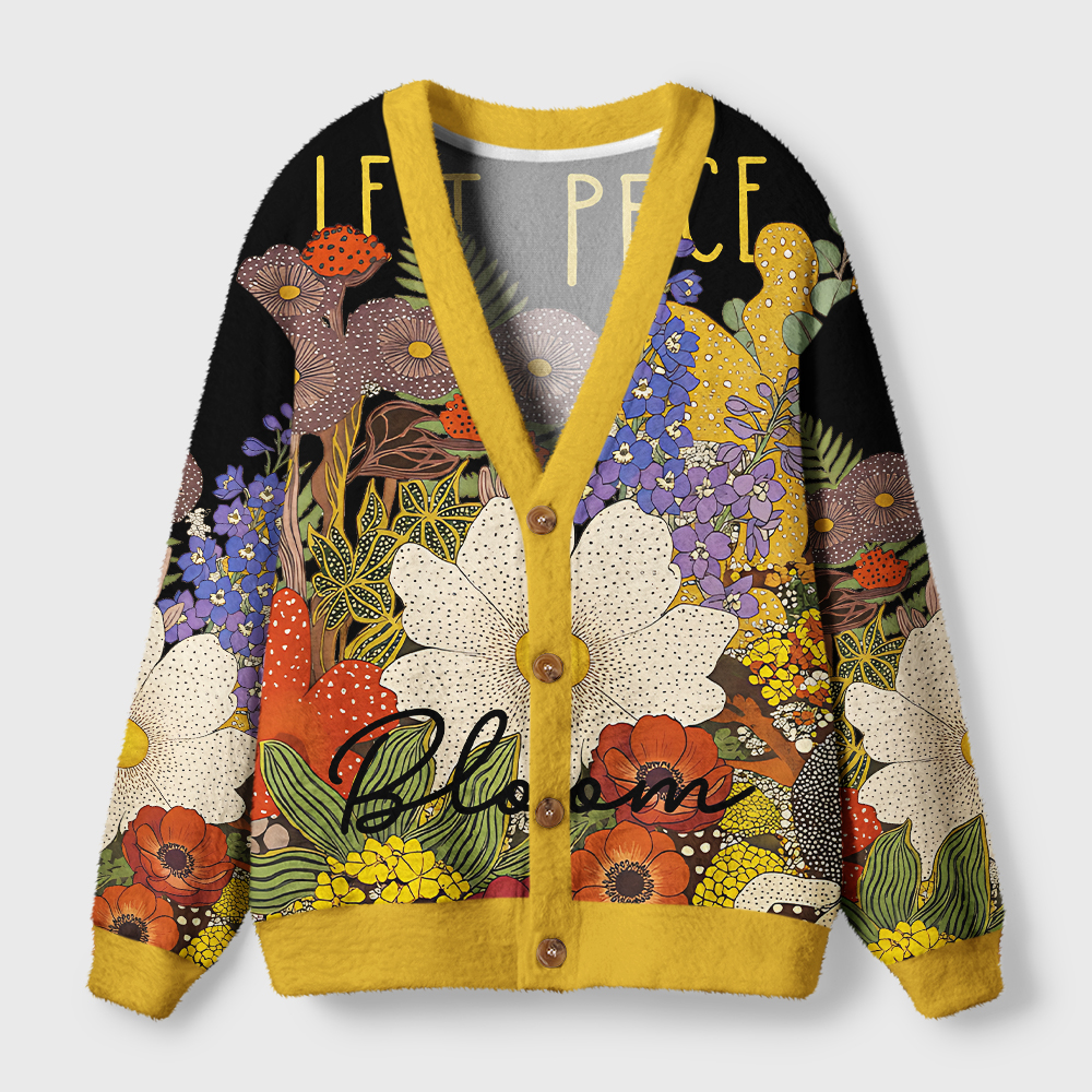 Tokyo-Tiger Peace In Bloom Ugly Cardigan Sweater