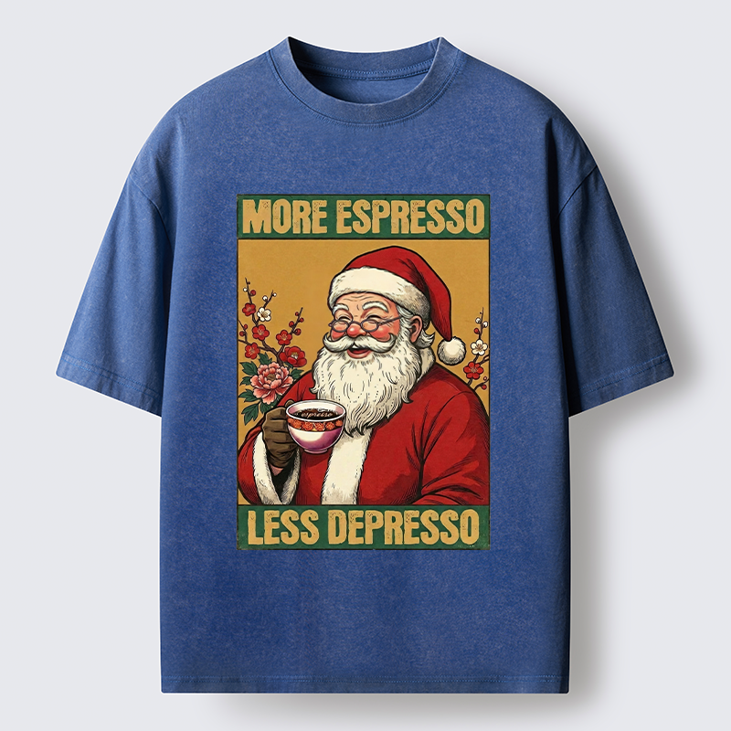 Tokyo-Tiger Funny Santa Coffee Meme Washed T-Shirt