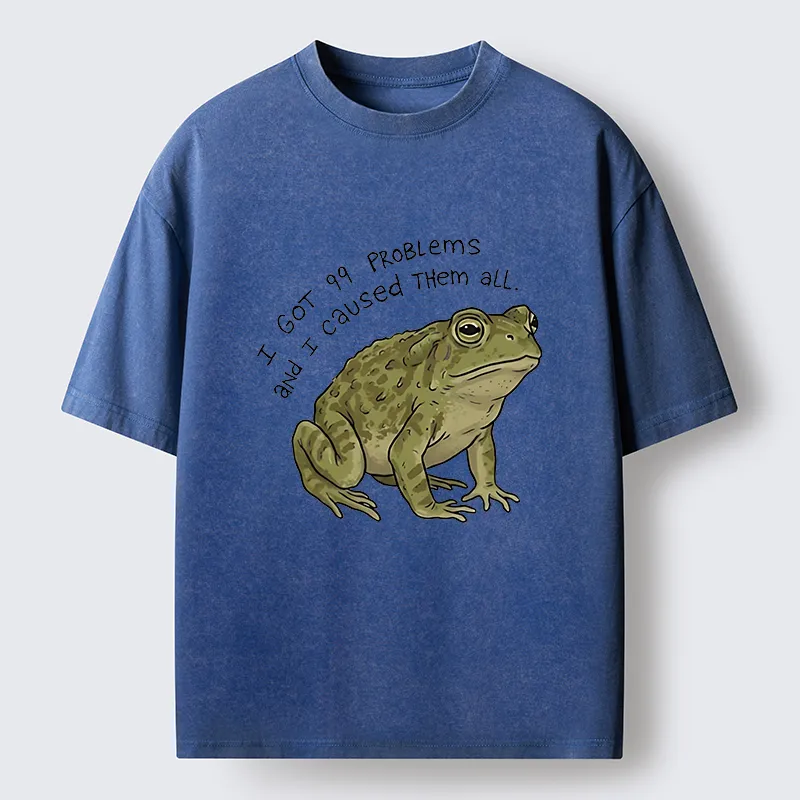 Tokyo‑Tiger Mischievous Frog Funny Washed T-Shirt
