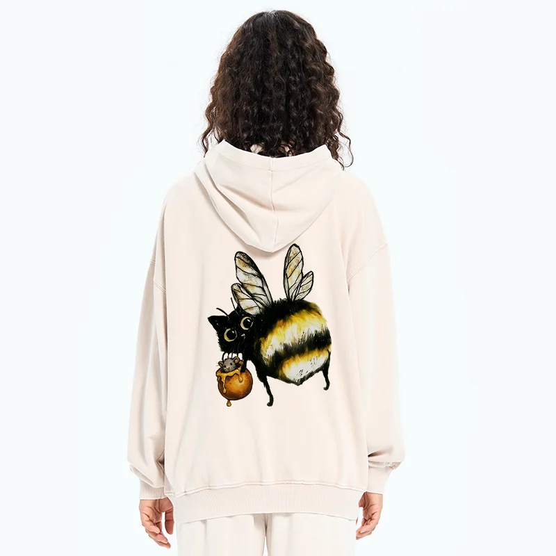 Tokyo-Tiger Cute Catbee Butt Washed Zip Hoodie