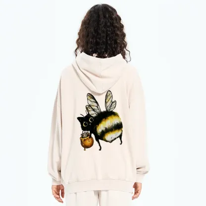 Tokyo-Tiger Cute Catbee Butt Washed Zip Hoodie