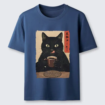 Tokyo-Tiger Vintage Black Cat Coffee Art Classic T-Shirt