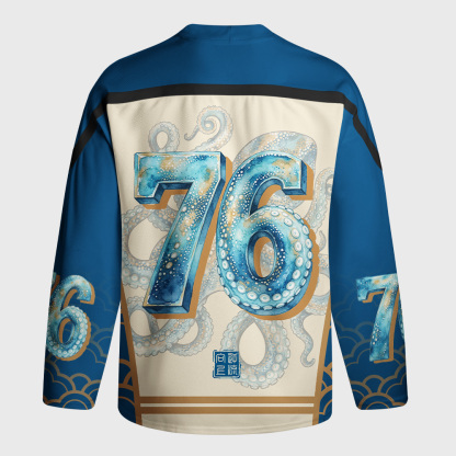 Tokyo-Tiger Flying Cranes Golden Clouds Long-Sleeve Hockey Jersey