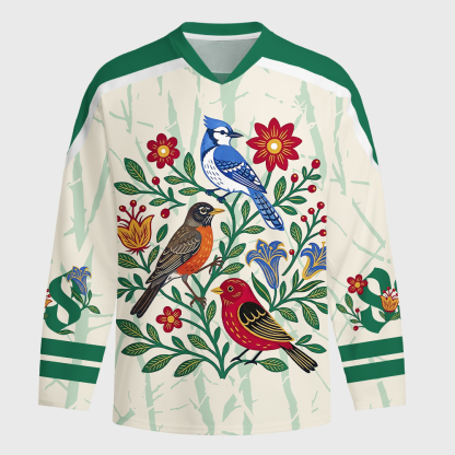 Tokyo-Tiger Floral Birdsong Long-Sleeve Hockey Jersey