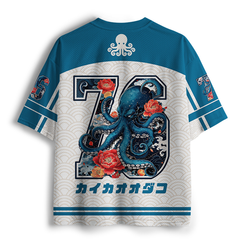 Tokyo-Tiger Japanese Wave Flower Octopus Mesh Jersey
