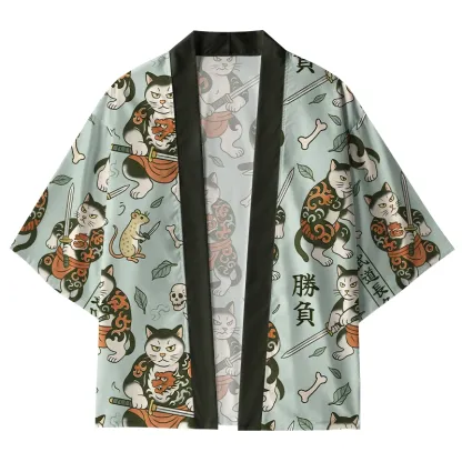 Tokyo-Tiger Bushido Cat Kimono Cardigan