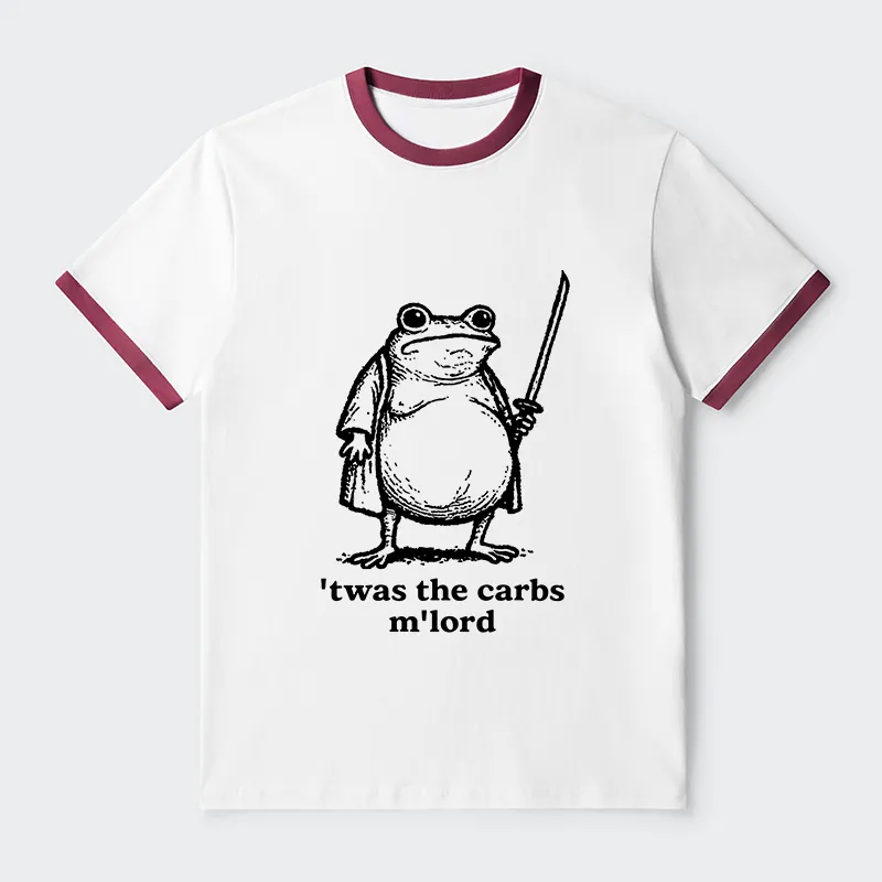 Tokyo-Tiger Funny Fat Samurai Frog Contrast Trim T-Shirt