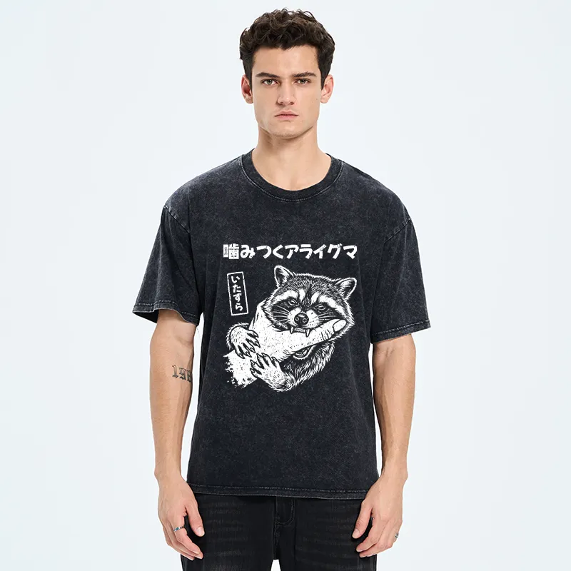 Tokyo-Tiger Naughty Raccoon Washed T-Shirt