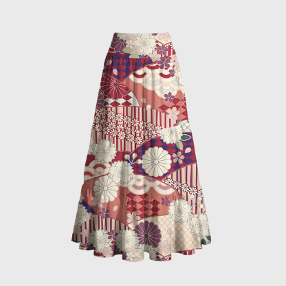 Tokyo-Tiger A Floral Fusion Maxi Skirt
