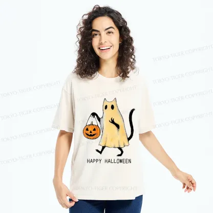 Tokyo-Tiger Halloween Cat Soul Washed T-Shirt