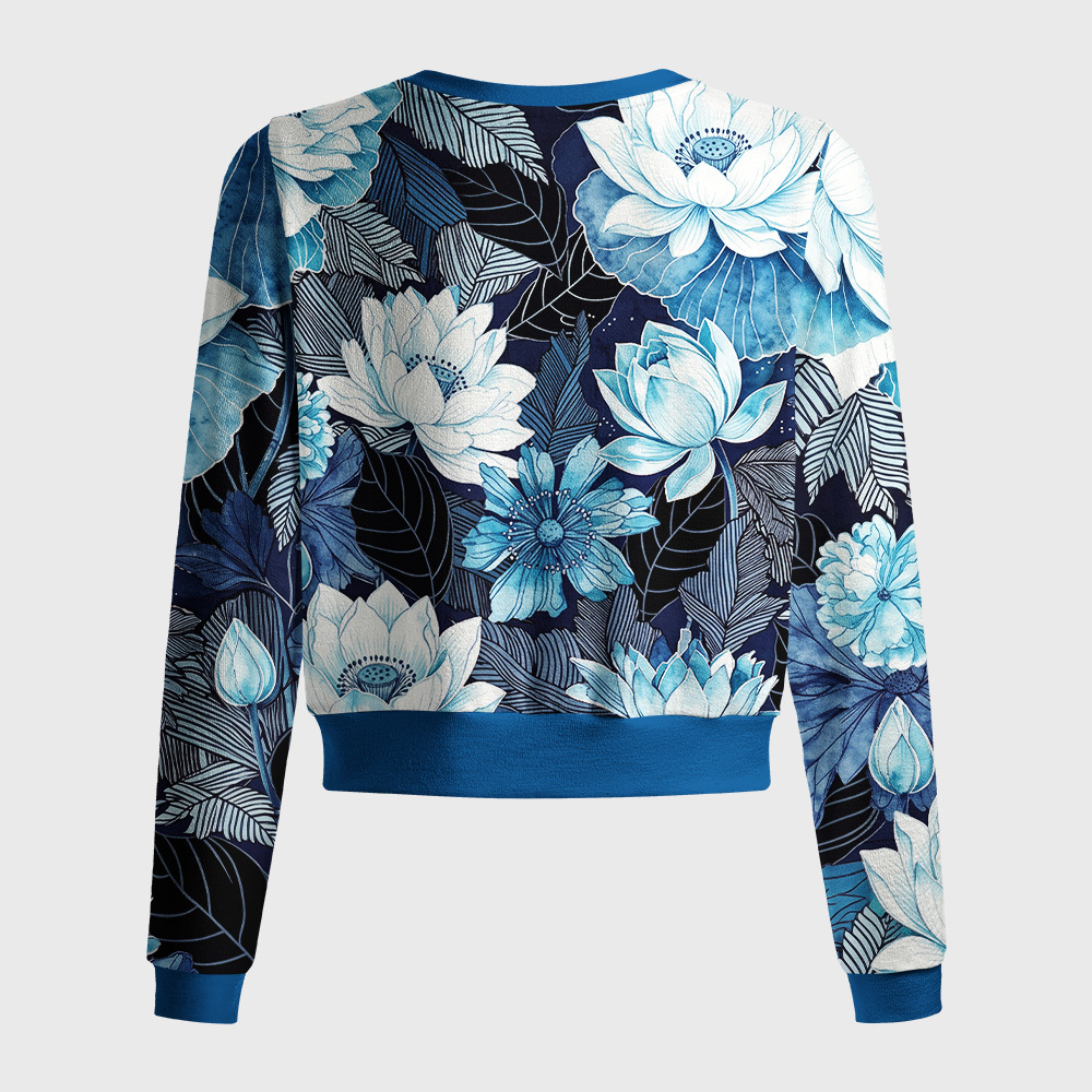 Tokyo-Tiger Mid‑Night Blue Blooms Women's Lightweight Cardigan