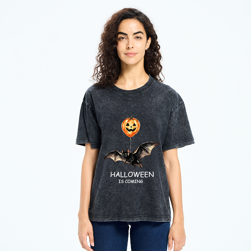 Tokyo‑Tiger Pumpkin Balloon Bat Meme Washed T‑Shirt