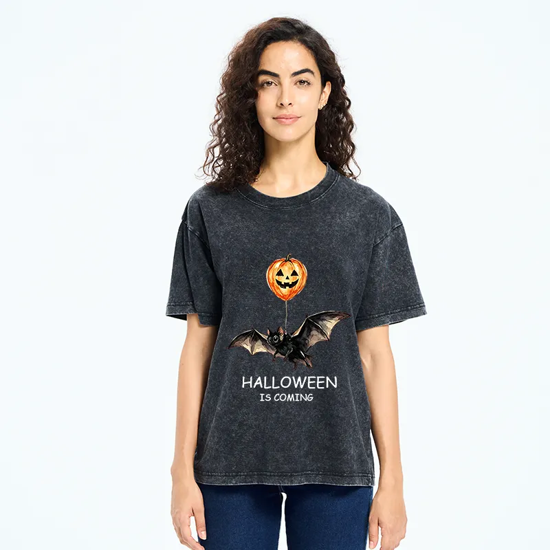 Tokyo‑Tiger Pumpkin Balloon Bat Meme Washed T‑Shirt