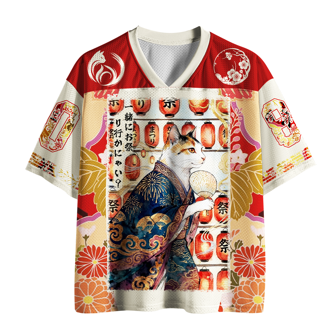 Tokyo-Tiger Festival Lantern Kimono Neko Mesh Jersey