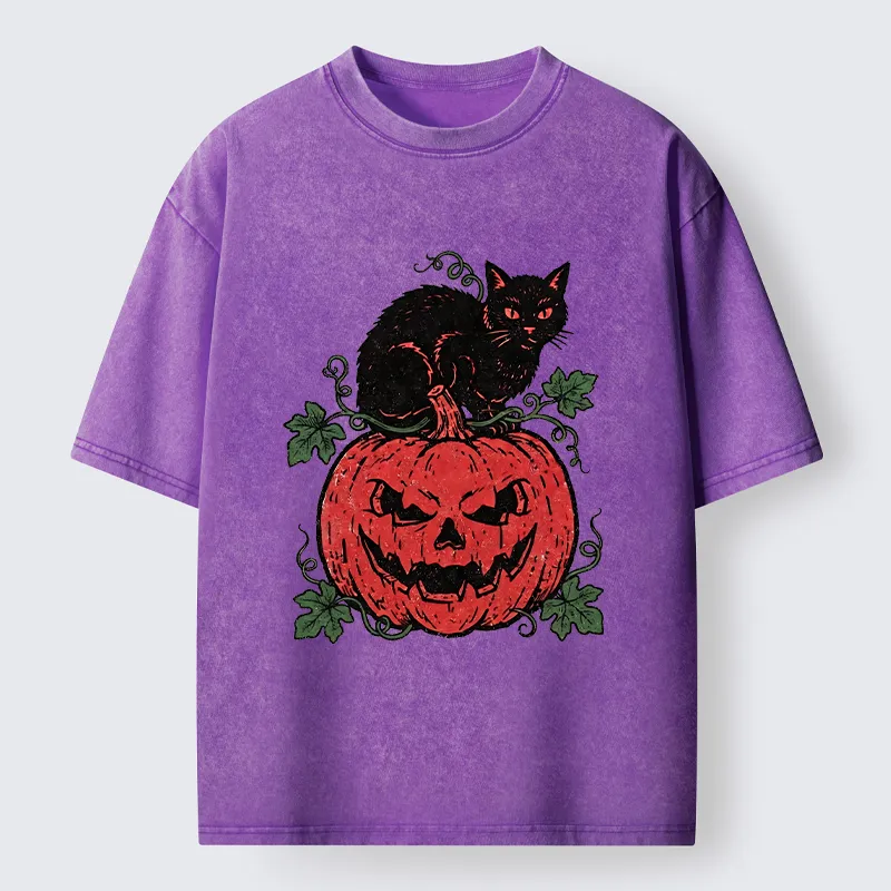 Tokyo-Tiger Pumpkin Black Cat Washed T-Shirt