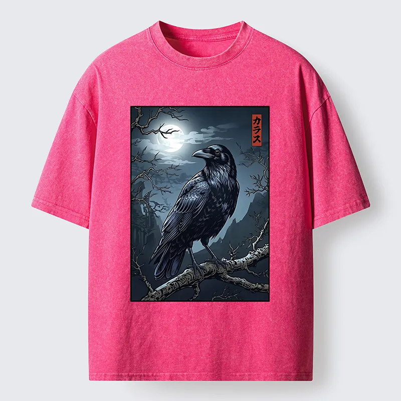 Tokyo-Tiger Full Moon Crow Vibe Washed T-Shirt