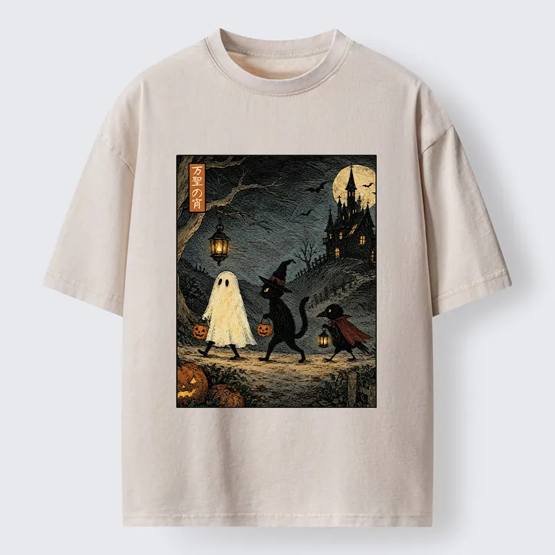 Tokyo-Tiger Vintage Halloween Crew Washed T-Shirt
