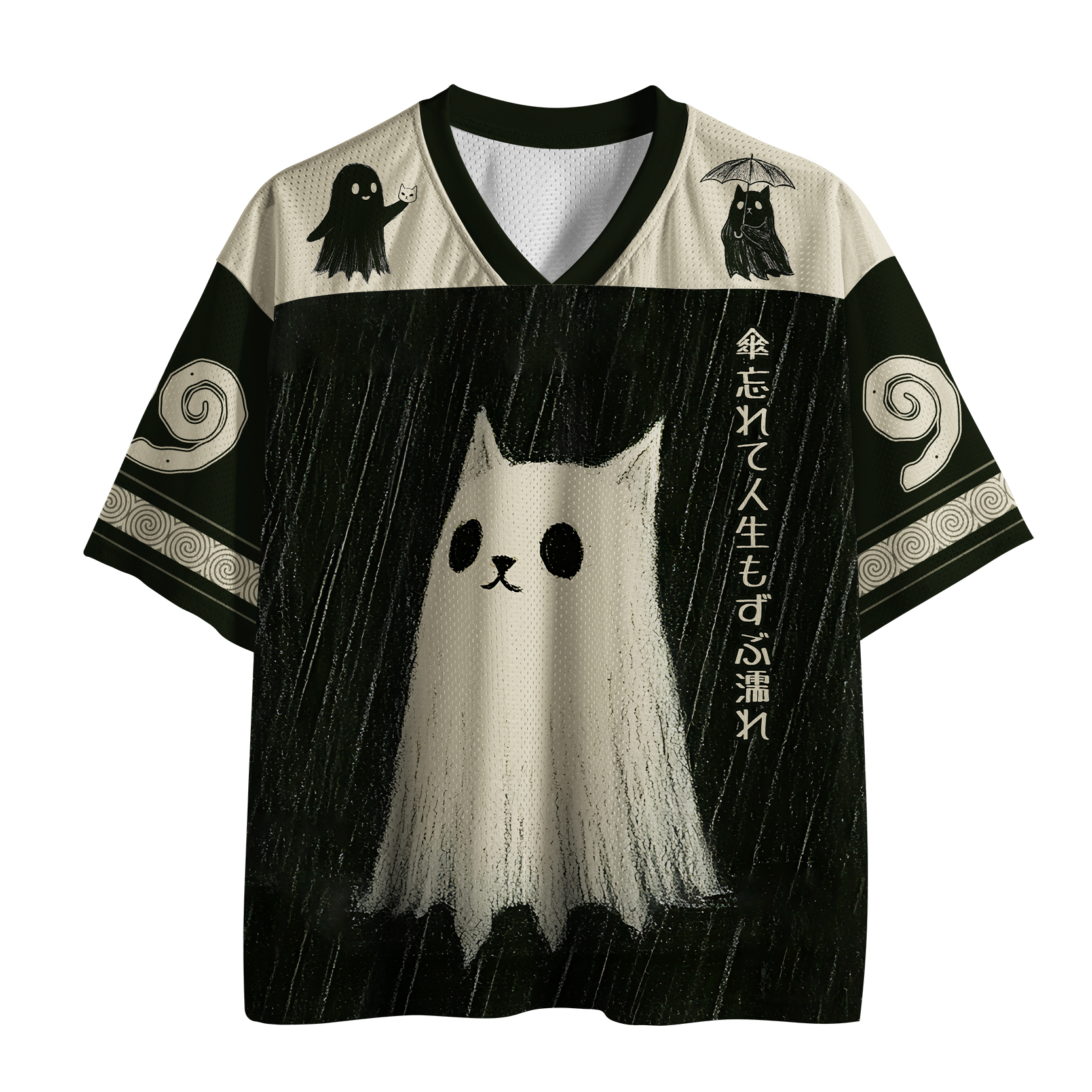 Tokyo-Tiger Sad Little Ghost Cat Mesh Jersey