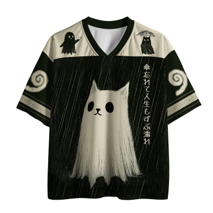 Tokyo-Tiger Sad Little Ghost Cat Mesh Jersey