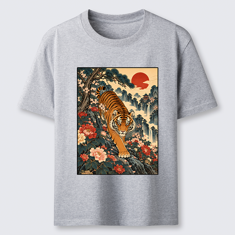 Tokyo-Tiger Vintage Ukiyo Wild Tiger Floral Graphic Classic T-Shirt