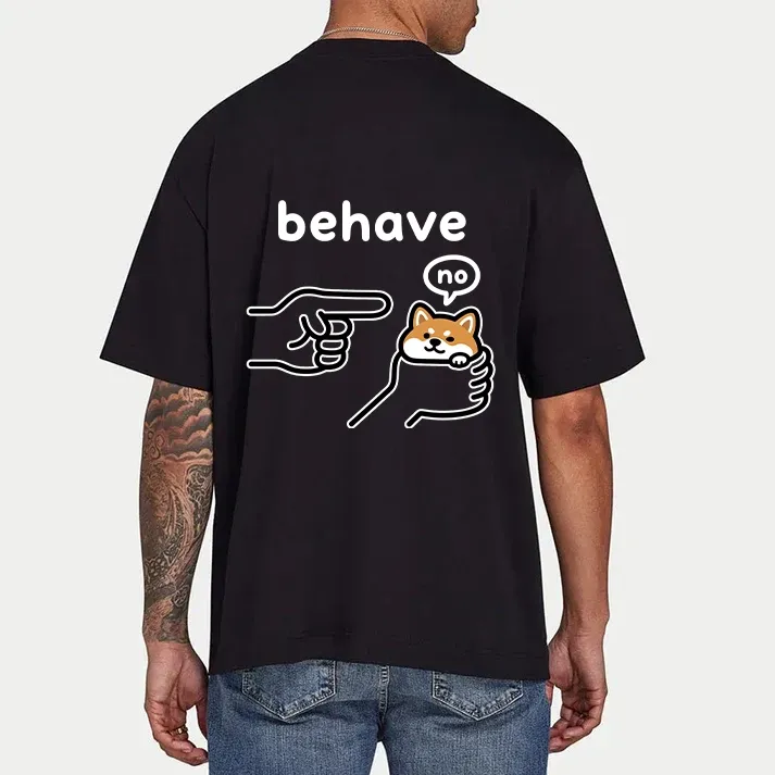 Tokyo-Tiger Funny Shiba Refusing To Behave Front Back Classic T-Shirt