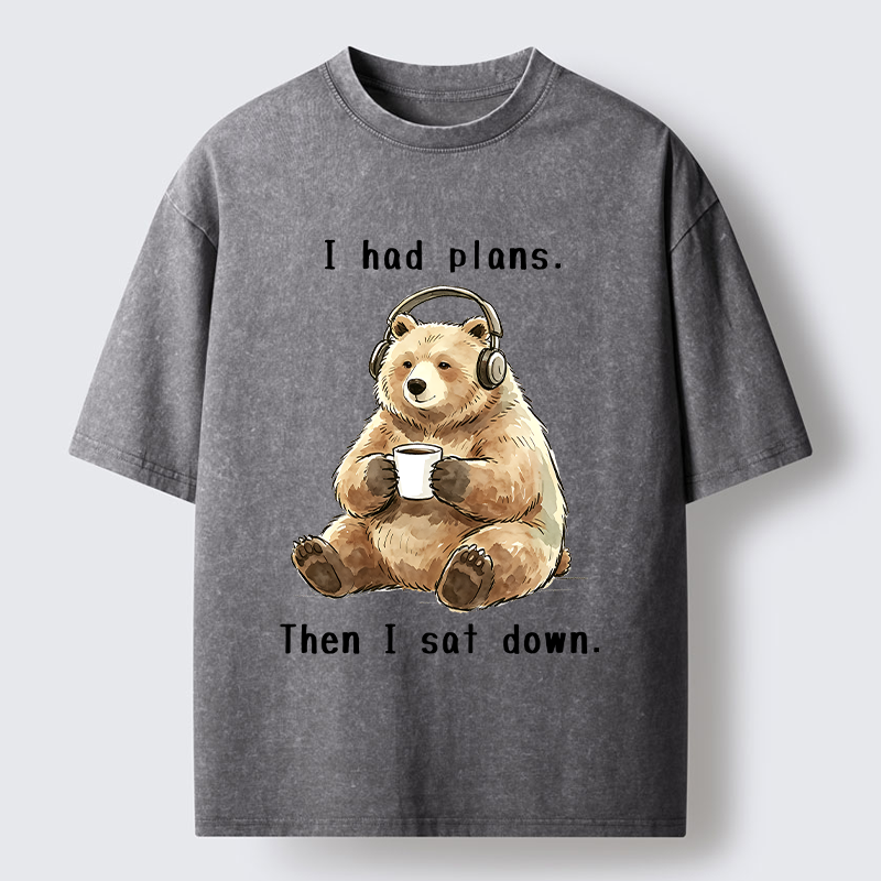 Tokyo-Tiger Funny Lazy Bear Meme Washed T-Shirt