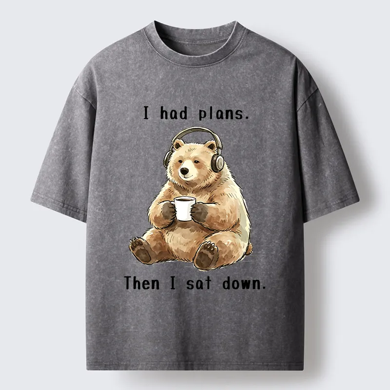 Tokyo-Tiger Funny Lazy Bear Meme Washed T-Shirt