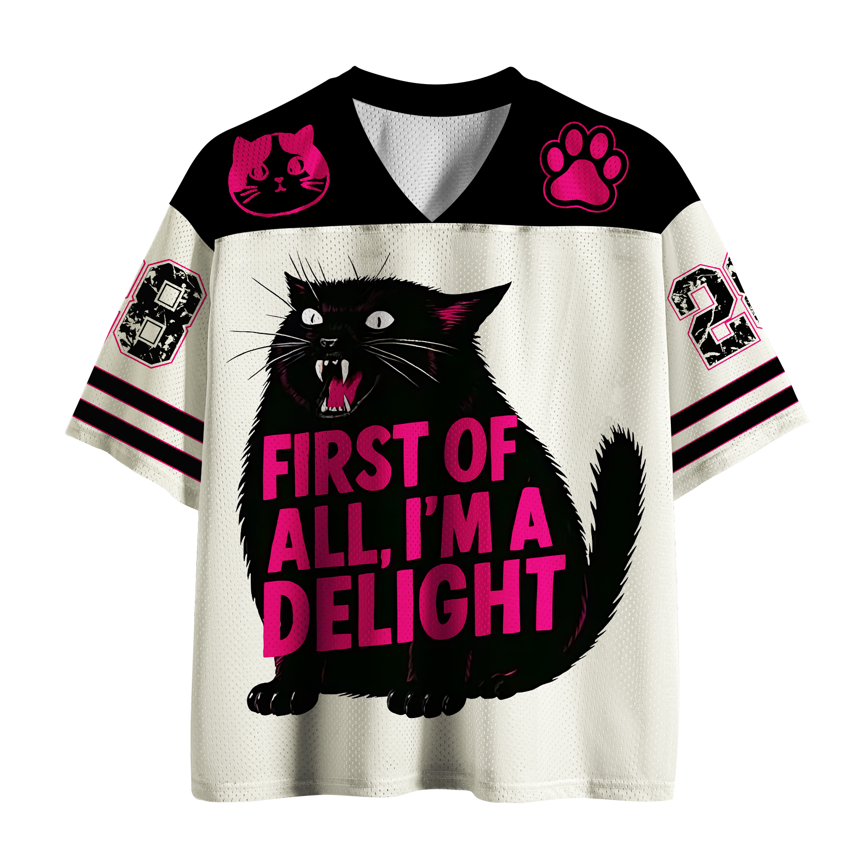 Tokyo-Tiger Delightful Chaos: Black Cat Mesh Jersey
