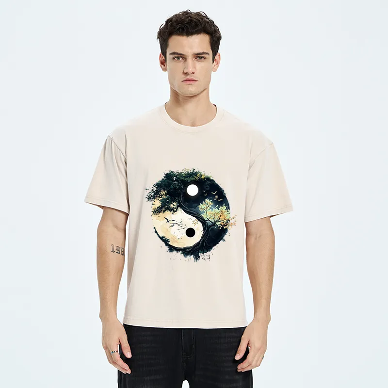 Tokyo-Tiger Yin Yang Tree Nature Washed T-Shirt