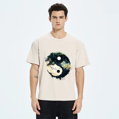 Tokyo-Tiger Yin Yang Tree Nature Washed T-Shirt