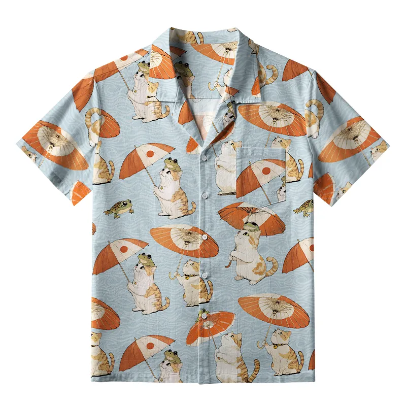 Tokyo-Tiger Cat Holding An Umbrella Aloha Hawaiian Shirt