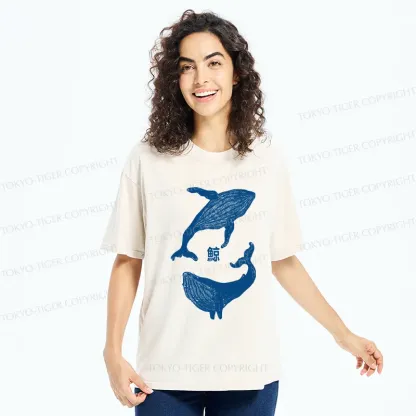 Tokyo-Tiger Japanese whale Washed T-Shirt