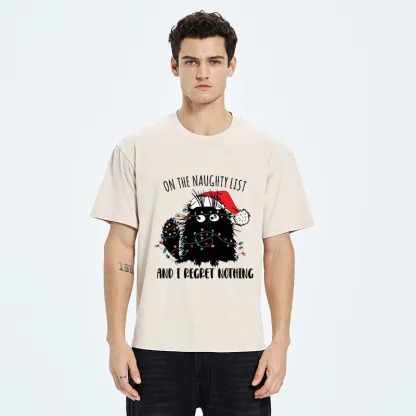 Tokyo-Tiger Mischievous Christmas Black Cat Washed T-Shirt