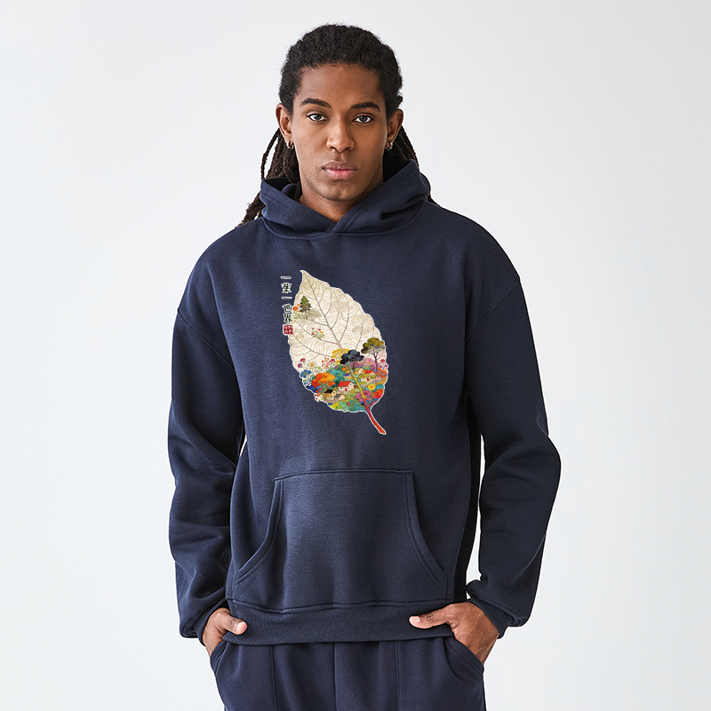Tokyo-Tiger One Leaf Holds A Tiny Colorful World Adult Fleece Hoodie